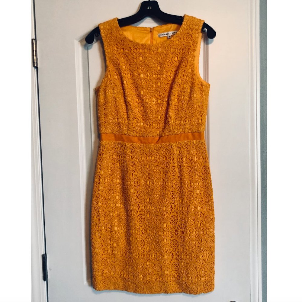 Trina Turk Goldenrod Yellow Knit/Lace Dress Size 4